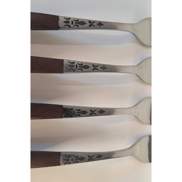 Dior Muffin by Grand Prix Seafood Forks Faux Wood Lot Of Four - Picture 5 of 15